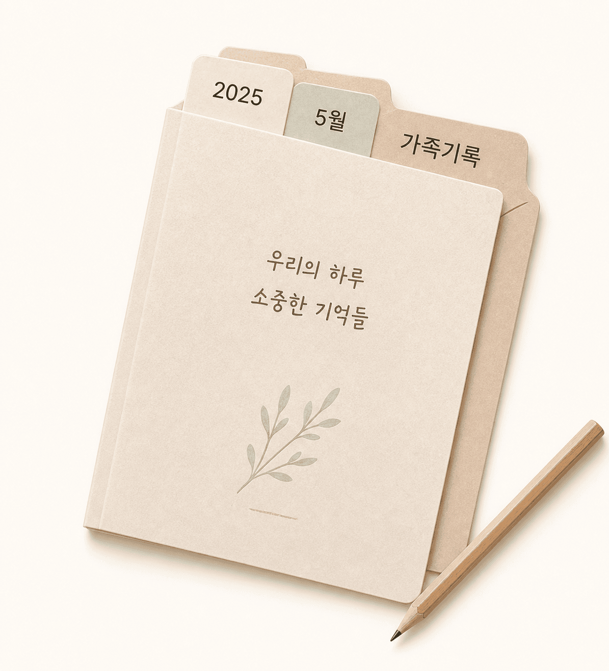 가족 기록 폴더와 연필 오브젝트